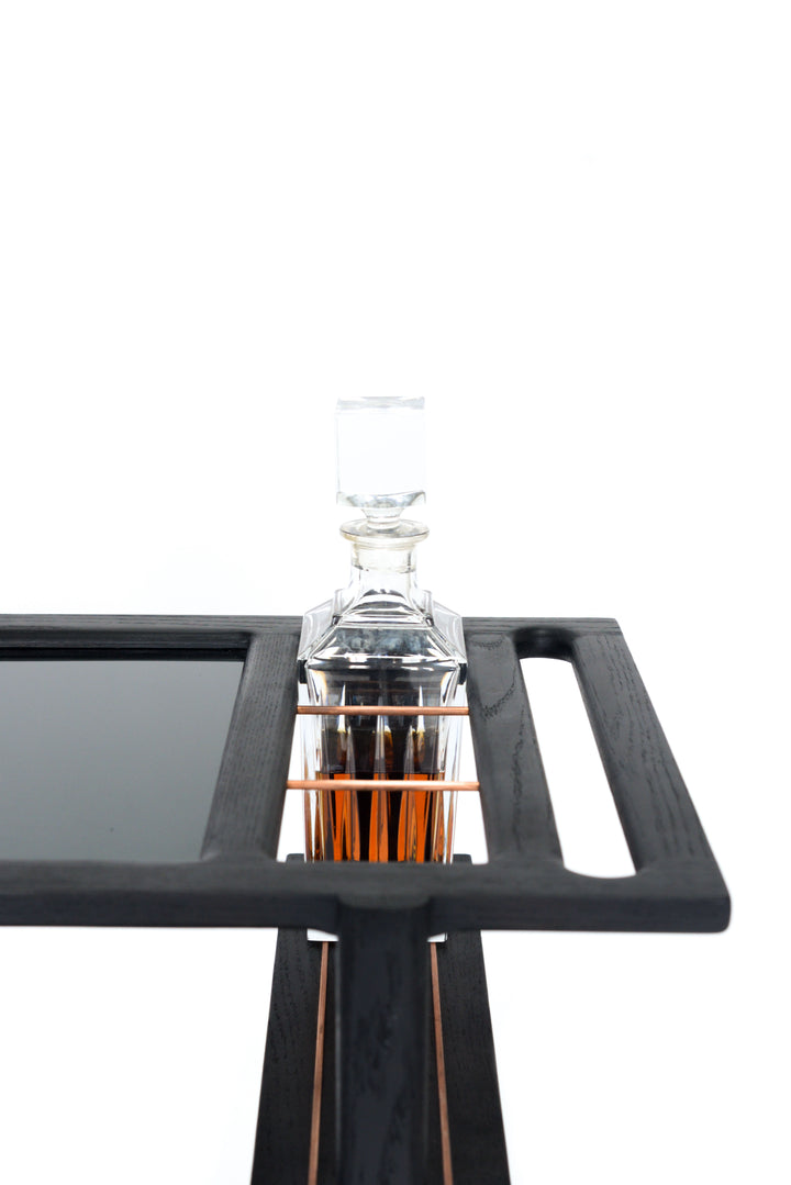 Ebonized Oak Copper BAR Cart
