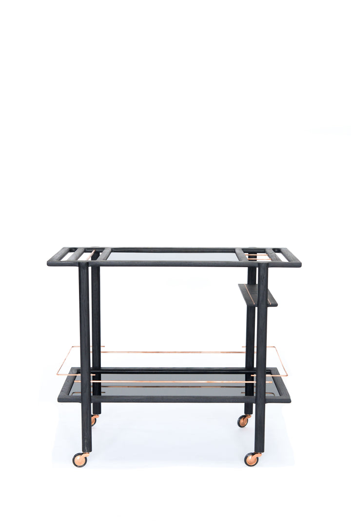 Ebonized Oak Copper BAR Cart