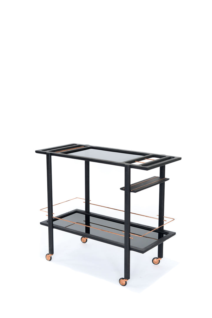 Ebonized Oak Copper BAR Cart