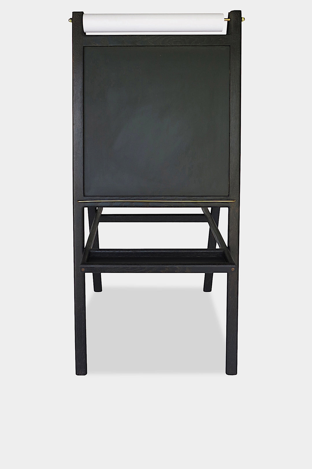 The KIDS Easel by Earl Home is a freestanding kids' easel made from sustainably sourced hardwood, featuring a chalkboard surface and a paper roll at the top.