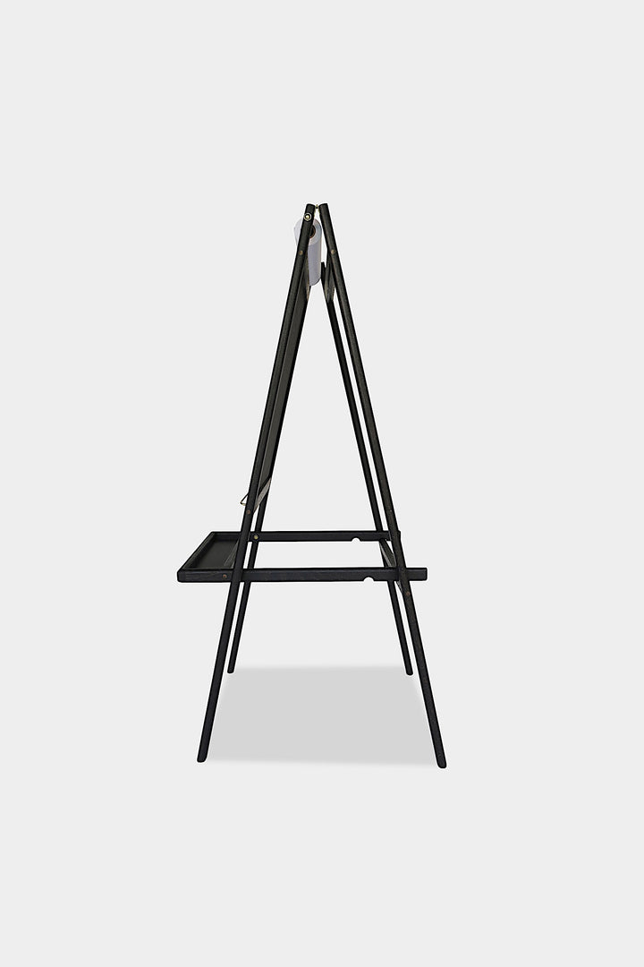 The KIDS Easel by Earl Home is a freestanding kids' easel made from sustainably sourced hardwood, featuring a chalkboard surface and a paper roll at the top.