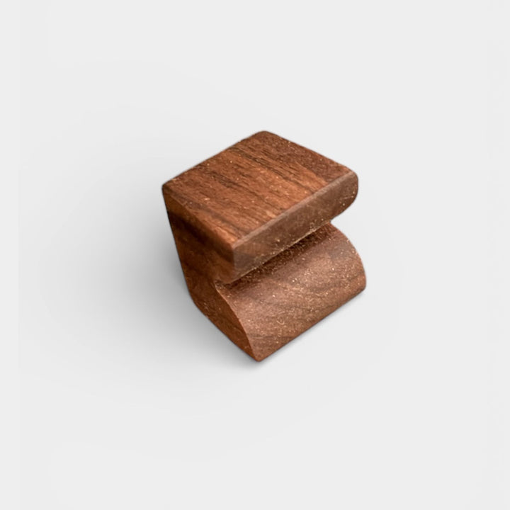 Wooden custom cabinet knob made in walnut available in white oak or ebonized oak.