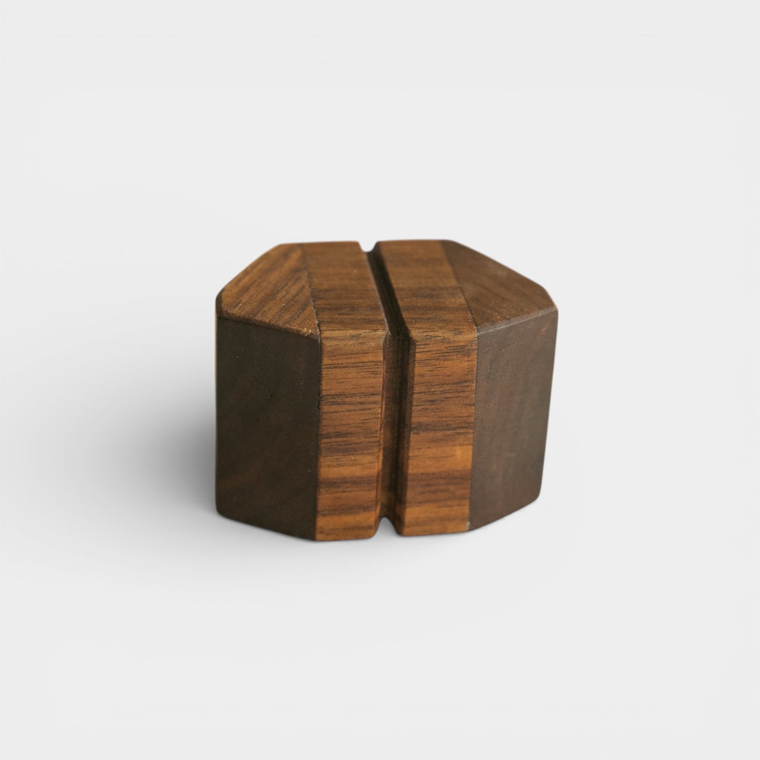 Wooden custom cabinet knob made in walnut available in white oak or ebonized oak.