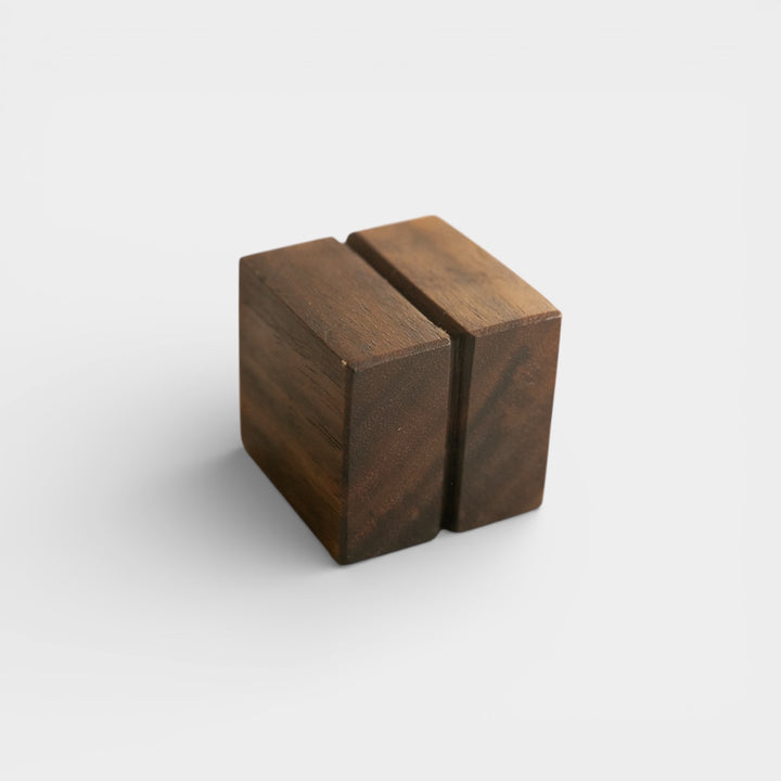 Wooden custom cabinet knob made in walnut available in white oak or ebonized oak.
