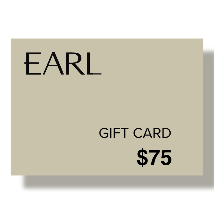 The beige Earl Home Gift Card, featuring "EARL" and "GIFT CARD" with a shadow effect, makes the perfect everlasting gift.