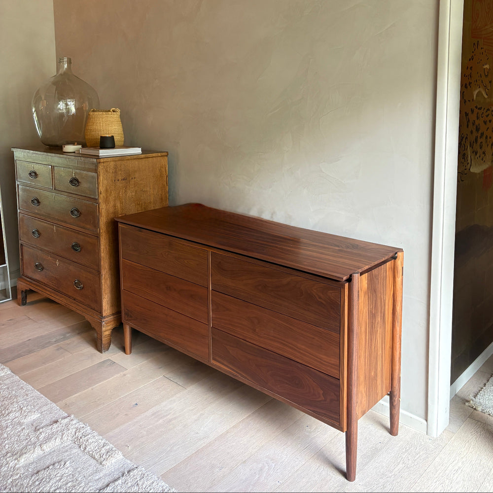 Solid Walnut custom made Dresser with push to open and slow closing drawers.