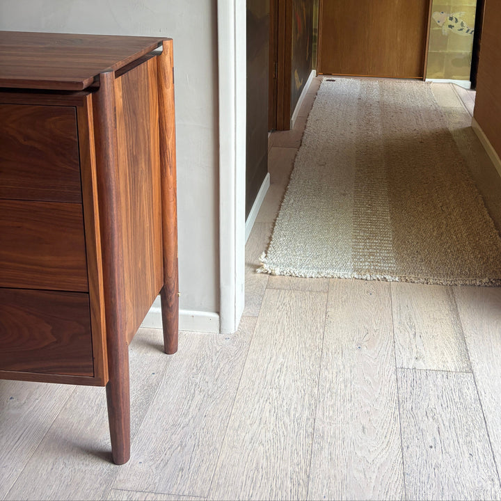 Solid Walnut custom made Dresser with push to open and slow closing drawers.