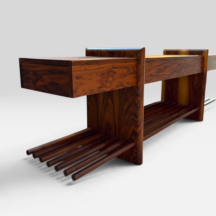 Handmade console perfect for behind the sofa or couch or even as a custom coffee table with drawers 