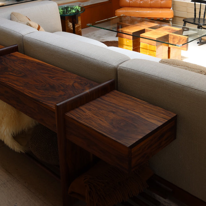 Handmade console perfect for behind the sofa or couch or even as a custom coffee table with drawers 
