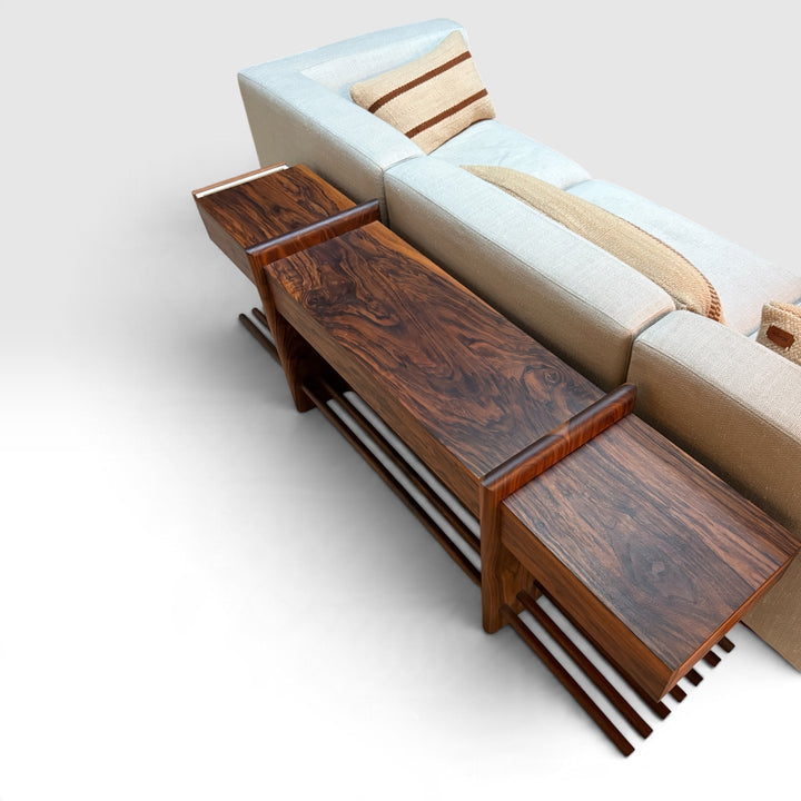 Handmade console perfect for behind the sofa or couch or even as a custom coffee table with drawers 