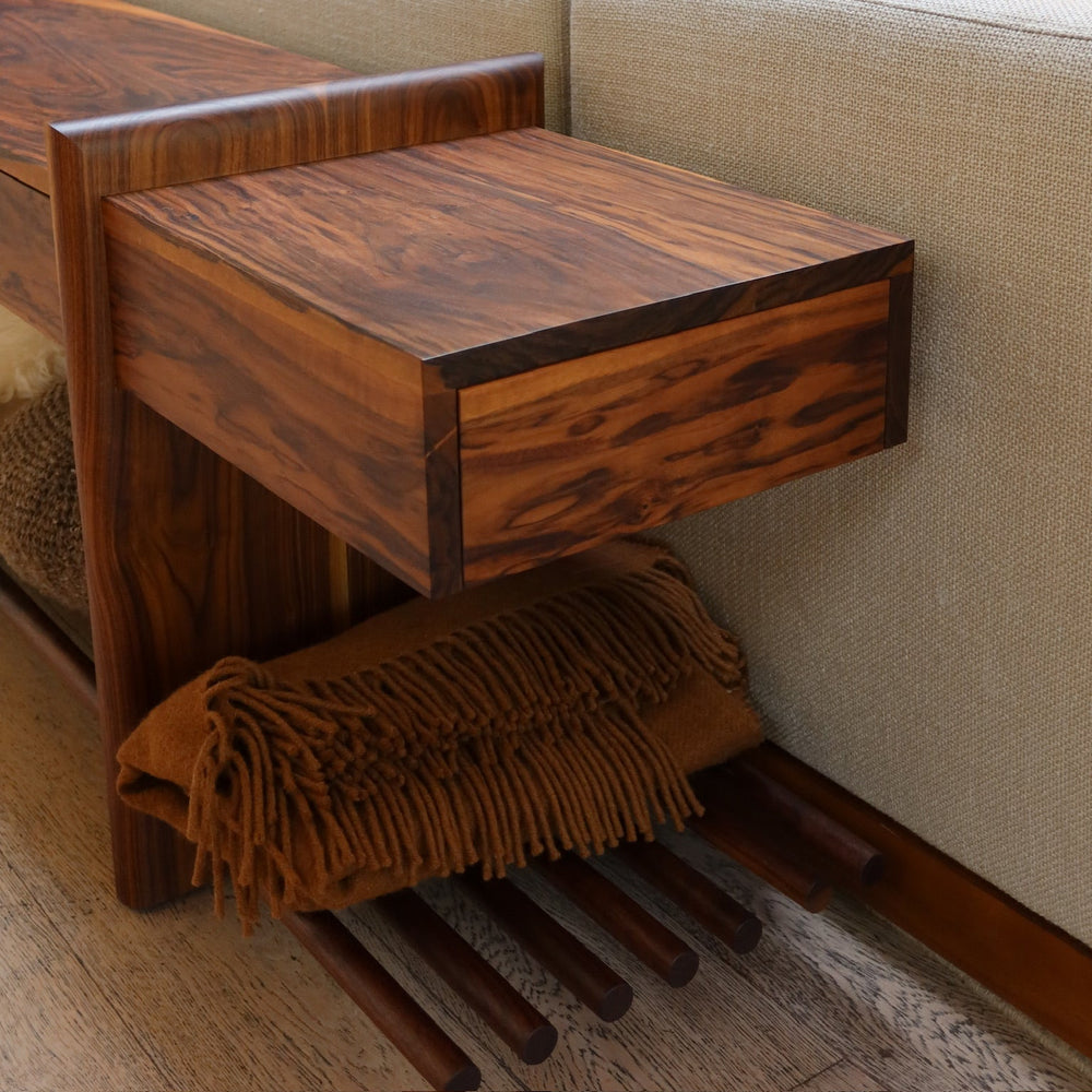Handmade console perfect for behind the sofa or couch or even as a custom coffee table with drawers 