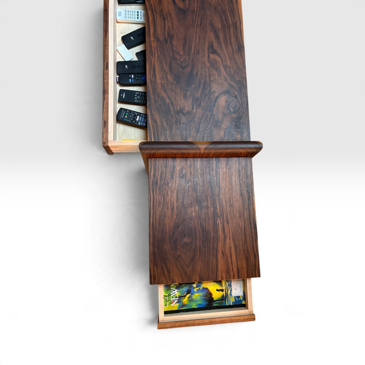 Handmade console perfect for behind the sofa or couch or even as a custom coffee table with drawers 