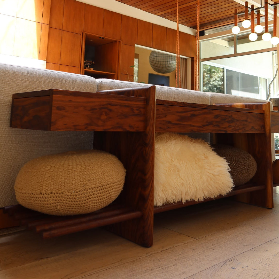 Solid walnut custom made console for behind the couch or behind the sofa 