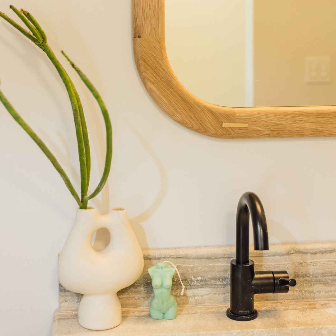 Harold Mirror detail photo works perfectly for a bathroom vanity or bedroom.